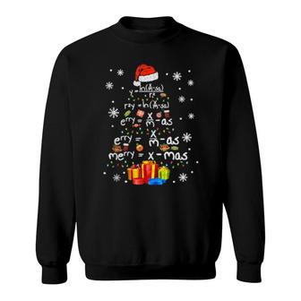 Math Christmas Tree With Santa Hat Math Teacher Christmas Sweatshirt | Mazezy