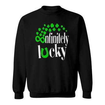 Math Teacher St Patricks Day Shamrock Infinitely Lucky Funny Sweatshirt | Mazezy