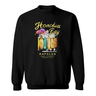 Maui Honolua Bay Hawaii Vintage Hawaiian Surf Graphic Sweatshirt | Mazezy