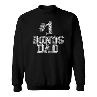 Mens 1 Bonus Dad Number One Father's Day Gift Tee Sweatshirt | Mazezy