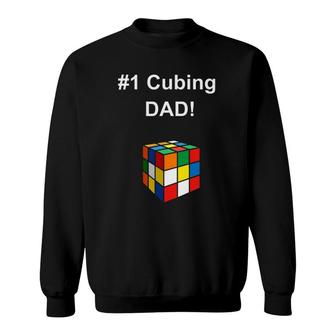 Mens 1 Cubing Dad Speed Cubing Puzzle Graphic Sweatshirt | Mazezy