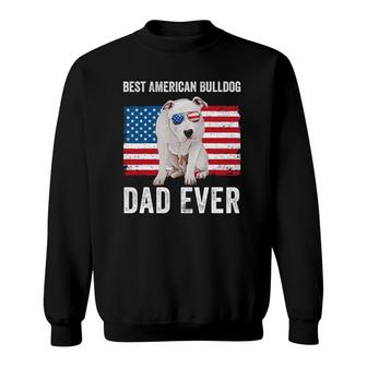 Mens American Bulldog Dad American Flag Dog Lover Owner Funny Sweatshirt | Mazezy