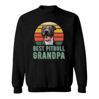 Mens Best Pitbull Grandpa Funny Cute Dog Lover Vintage Style Sweatshirt | Mazezy