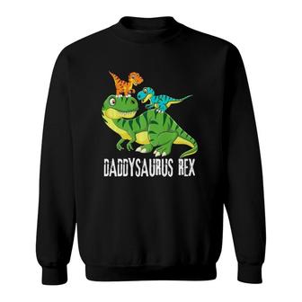 Mens Daddy Daddysaurus Rex 2 Kids Dinosaur Father's Day Gift Sweatshirt | Mazezy