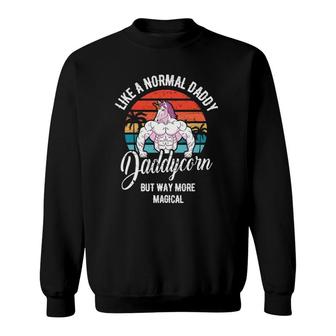 Mens Daddycorn Retro Vintage Unicorn Dad Gym Workout Gift Sweatshirt | Mazezy