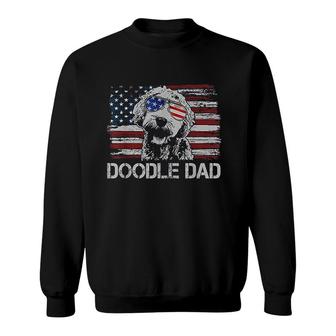 Mens Doodle Dad Goldendoodle Dog American Flag Veteran Day 4th Of July Sweatshirt - Seseable