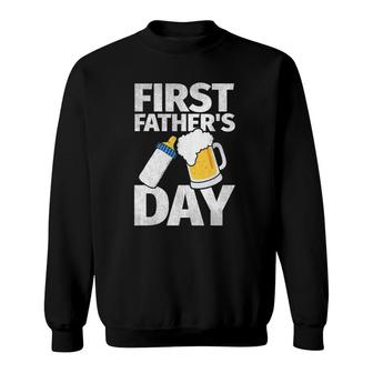 Mens First Father's Day Gifts Beer Baby Bottle Dad Daddy Sweatshirt | Mazezy