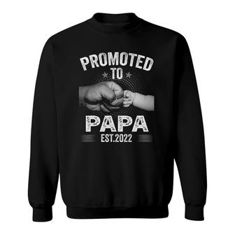 Mens Funny Promoted To Papa Est2022 Retro New Papa Sweatshirt | Mazezy