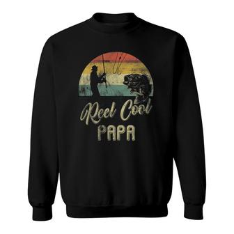 Mens Funny Vintage Reel Cool Papa Fish Fishing Father's Day Sweatshirt | Mazezy AU