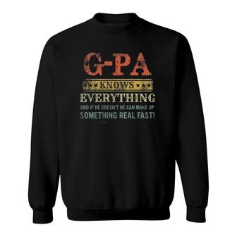 Mens G-Pa Knows Everything Funny Father's Day Vintage Sweatshirt | Mazezy