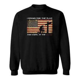 Mens I Stand For The Flag And Kneel At The Cross American Sweatshirt | Mazezy