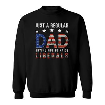 Mens Just A Regular Dad Trying Not To Raise Liberals Us Flag Sweatshirt | Mazezy