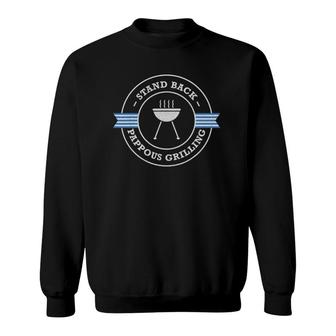 Mens Pappous Grilling Stand Back Greece Flag Funny Greek Dad Gift Sweatshirt | Mazezy