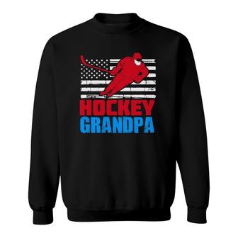 Mens Patriotic American Flag Usa Ice Hockey Grandpa Gift Sweatshirt | Mazezy CA