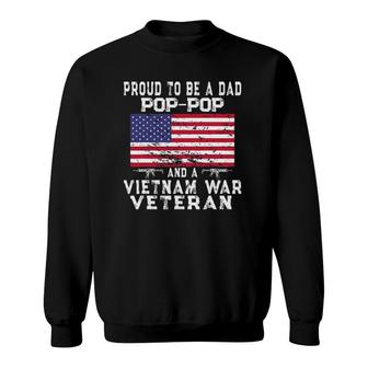 Mens Proud Dad Pop-Pop Vietnam War Veteran - Retro Us Flag Grandpa Sweatshirt | Mazezy