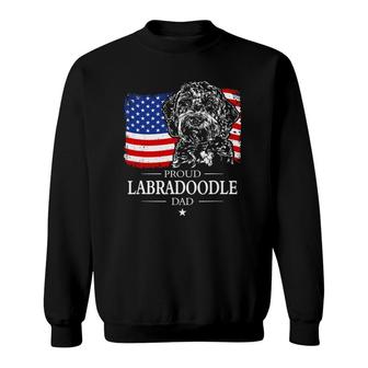 Mens Proud Labradoodle Dad American Flag Patriotic Dog Gift Sweatshirt | Mazezy