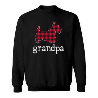 Mens Red Plaid Grandpa Scottie Christmas Matching Family Pajama Sweatshirt | Mazezy