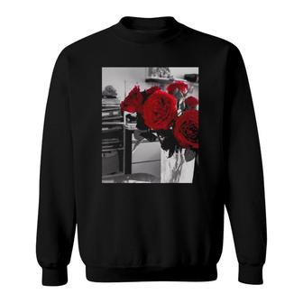 Mens Womens Red Rose Photographic Aesthetic Sweatshirt | Mazezy