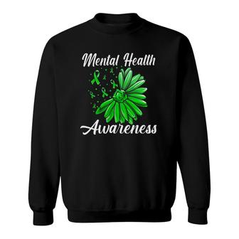 Mental Health Awareness Mental Hygiene Related Green Ribbon Sweatshirt | Mazezy