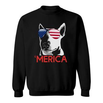 'Merica Bull Terrier American Flag 4Th Of July Sweatshirt | Mazezy
