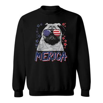 Merica Pug Dog 4Th Of July Usa Gift Sweatshirt | Mazezy