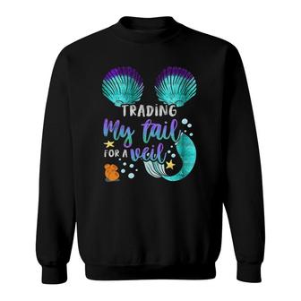 Mermaid Bride Matching Bachelorette Trading Tail Veil Sweatshirt | Mazezy