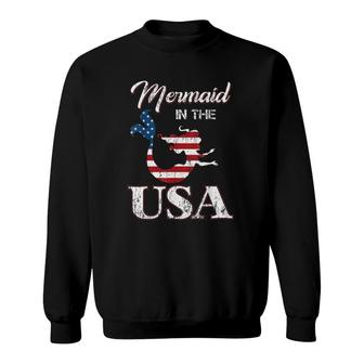 Mermaid In The Usa 4Th Of July American Flag Patriotic Sweatshirt