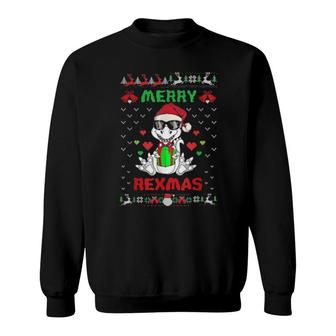 Merry Rexmas Santa Trex Dino Ugly Christmas Sweatshirt | Mazezy
