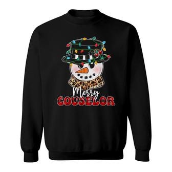 Merry School Counselor Red Plaid Snowman Teacher Christmas Sweatshirt | Mazezy