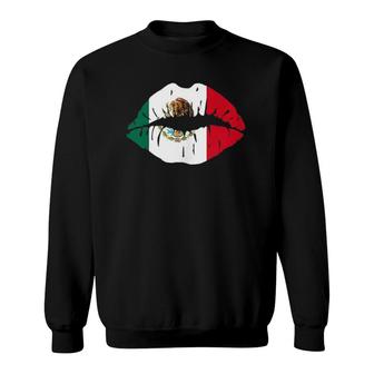 Mexico Flag Kiss Lips I Mexican Sports Jersey Sweatshirt | Mazezy