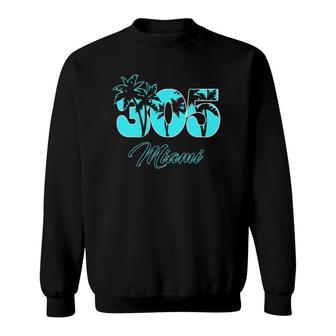 Miami Dade County South Florida Is The 305 Blue Palm Design Sweatshirt | Mazezy
