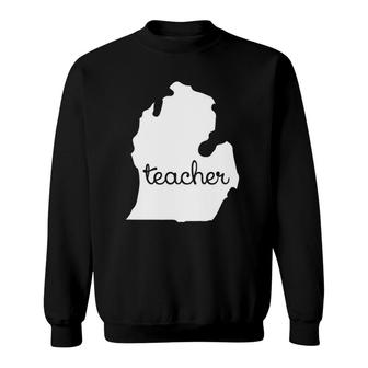 Michigan Teacher Gift Cool Michigan State Map Sweatshirt | Mazezy