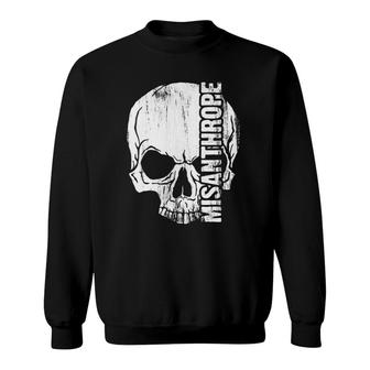 Misanthropic Skull Vintage Antisocial Sweatshirt | Mazezy