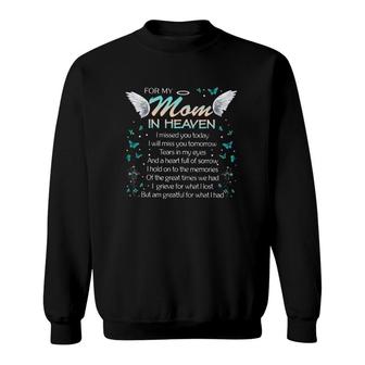 Missing Mom In Heaven – Mother Memorial Butterfly Angel Wings Sweatshirt | Mazezy