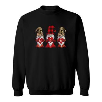 Mom Cute Leopard Red Plaid Gnomes Mother's Day Gift Hearts Sweatshirt | Mazezy