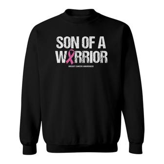 Mom Mother Breast Cancer Fighter Awareness Son Of A Warrior Sweatshirt | Mazezy