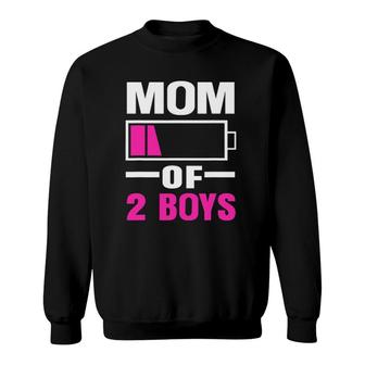 Mom Of 2 Boys Low Battery Funny Mother's Day Sweatshirt | Mazezy AU
