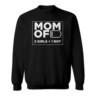 Mom Of 2 Girls 1 Boy Mother's Day Gifts From Daughter Sweatshirt | Mazezy