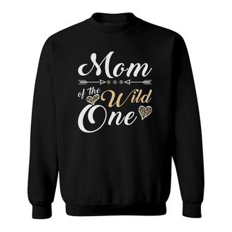 Mom Of The Wild One 1St Birthday Leopard Heart Mother Sweatshirt | Mazezy