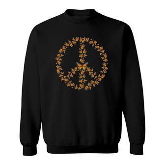 Monarch Butterfly Peace Sign 60S And 70S Hippie Butterflies Sweatshirt | Mazezy