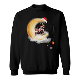 Moon Dachshund Fishing Gift Happy Christmas, Crescent Moon , Dachshund Sit On The Crescent Moon Sweatshirt | Mazezy UK