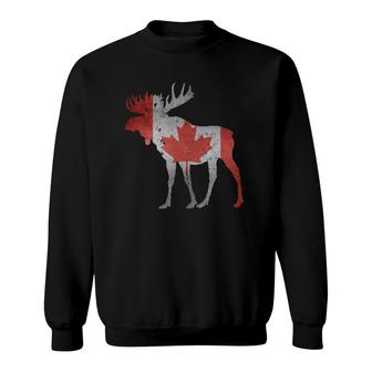 Moose Canada Flag Pride Animal Canadian Gift Sweatshirt | Mazezy