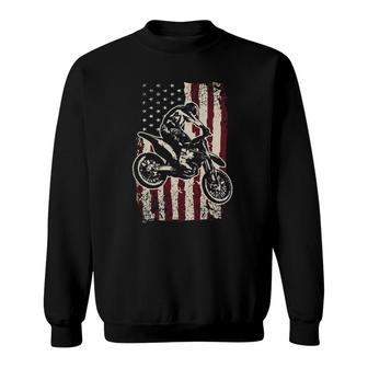 Motocross Dirt Bike Patriotic American Flag Biker Gift Pullover Sweatshirt | Mazezy