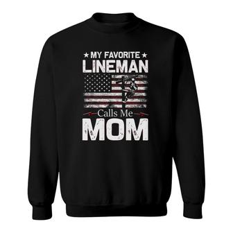 My Favorite Lineman Calls Me Mom Usa Flag Mothers Day Sweatshirt | Mazezy