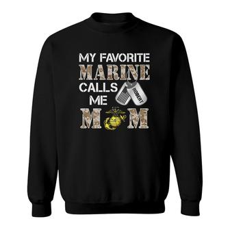 My Favorite Marine Calls Me Mom Military Mother Dog Tag Sweatshirt | Mazezy