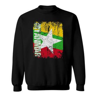 Myanmar Flag Vintage Distressed Myanmar Sweatshirt | Mazezy