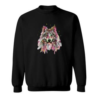Native American Wolf Feathers Sweatshirt | Mazezy