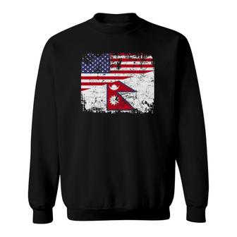 Nepalese Roots Half American Flag Nepal Sweatshirt | Mazezy