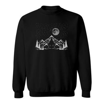 Night Outdoor Nature Trees Mountains Forest Moon Hiking Sweatshirt | Mazezy