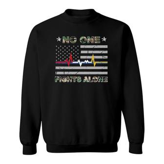 No One Fights Alone Usa Flag Military Police Nurse Sweatshirt | Mazezy